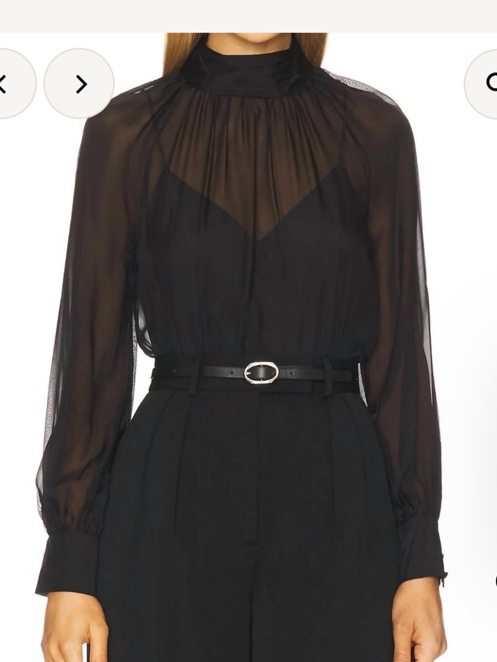 Veronica Beard Black Sheer silk Long-Sleeve Alyssa Blouse